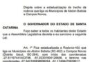 “Aprovada a lei que Estadualiza Rodovia e Beneficia Infraestrutura Local”